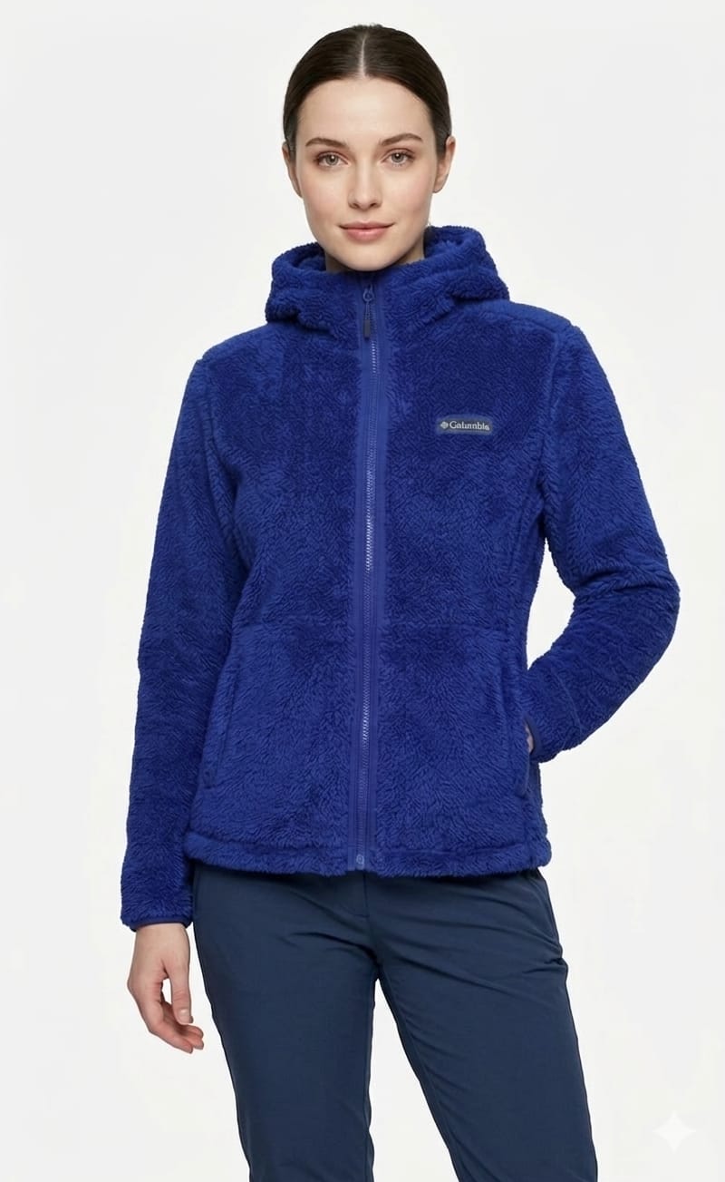 Casaca-polar-columbia-peluche-azul-mujer-perfil Casaca Columbia Mujer Azul - Imagen 1