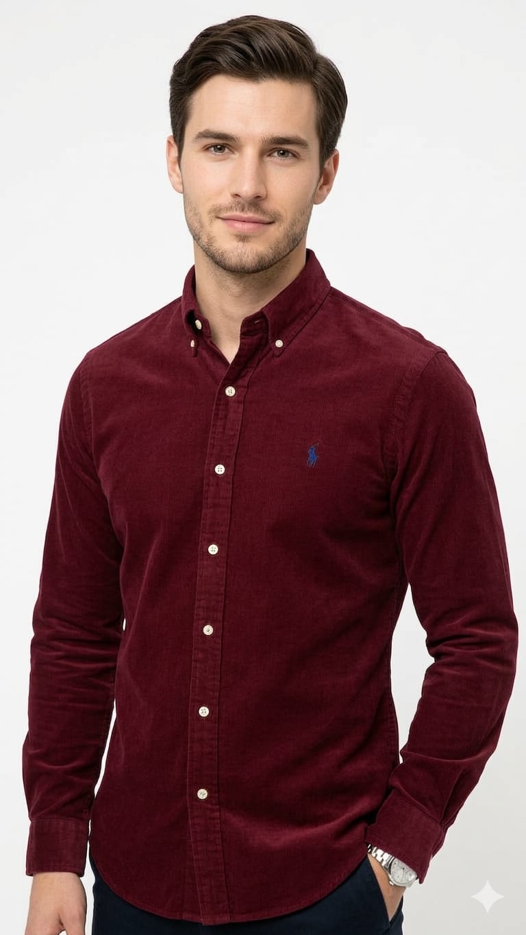 camisa-ralph-lauren-guinda-slim-hombre-perfil Camisa Ralph Lauren Slim Fit - Hombre. - Imagen 1