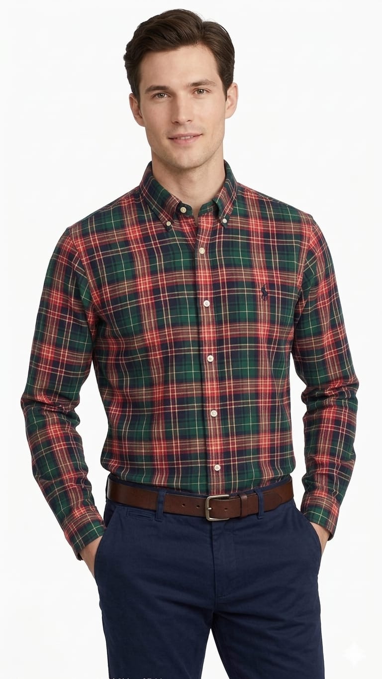 camisa-ralph-lauren-regular-fit-cuadros-roja-verde-hombre-frente Camisa Ralph Lauren Caballero a cuadros - Imagen 1