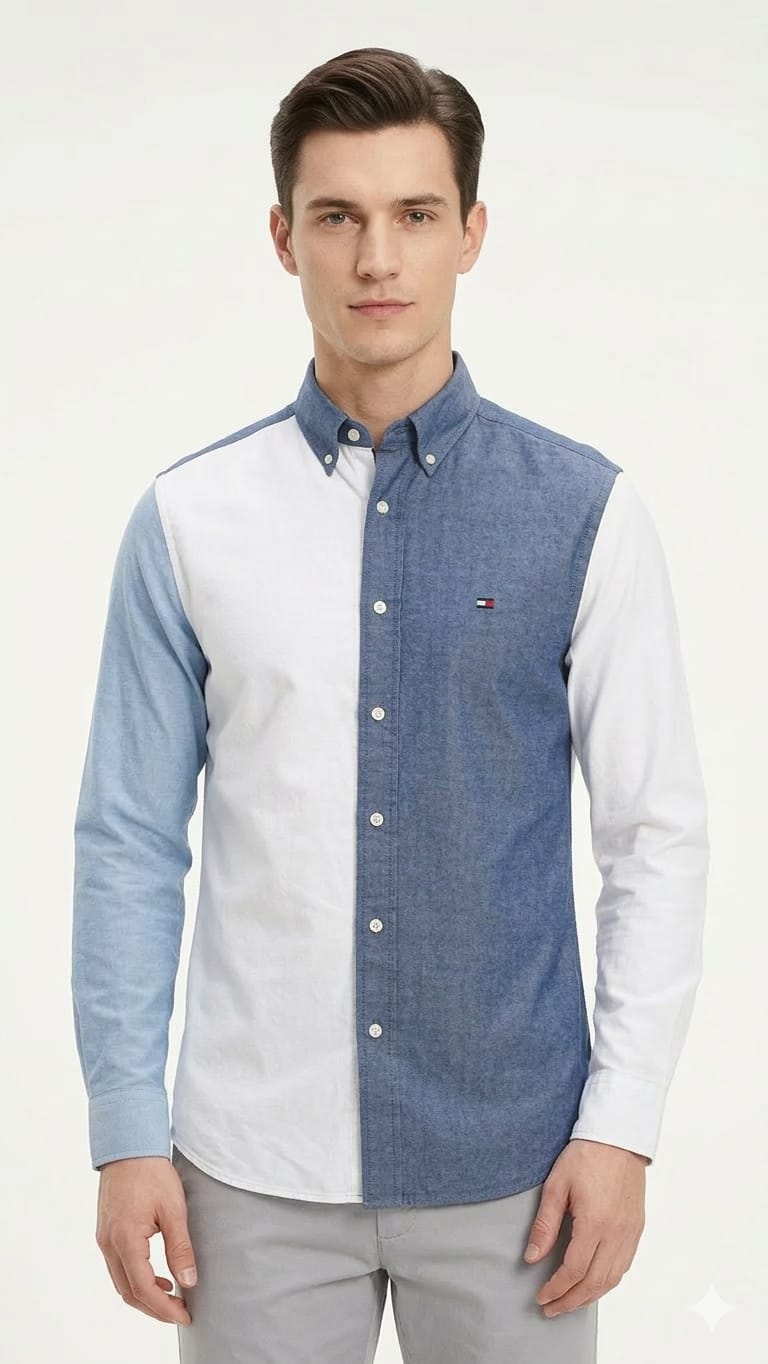 camisa-tommy-hilfiger-colorblocked-hombre-perfil Camisa Tommy Hilfiger Caballero Blanco - Imagen 1