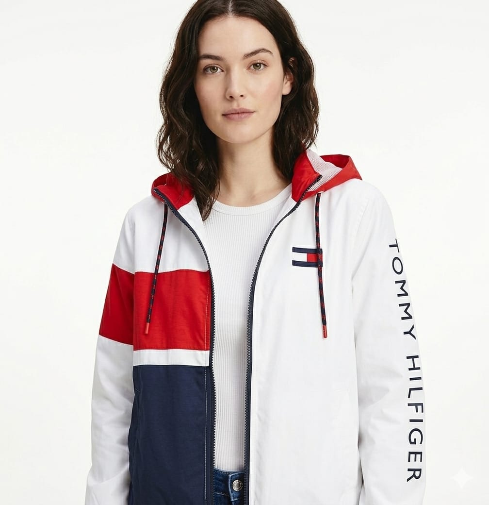 casaca-cortaviento-tommy-hilfiger-blanco-colores-mujer-frente Casaca Tommy Hilfiger Dama Blanca - Imagen 1