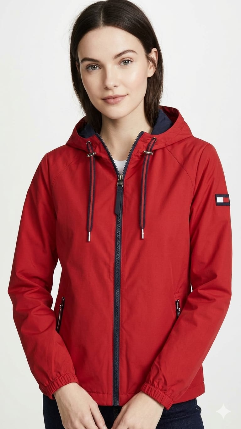 casaca-cortaviento-tommy-hilfiger-roja-mujer-frente Casaca Cortaviento Tommy Hilfiger Dama Roja - Imagen 1