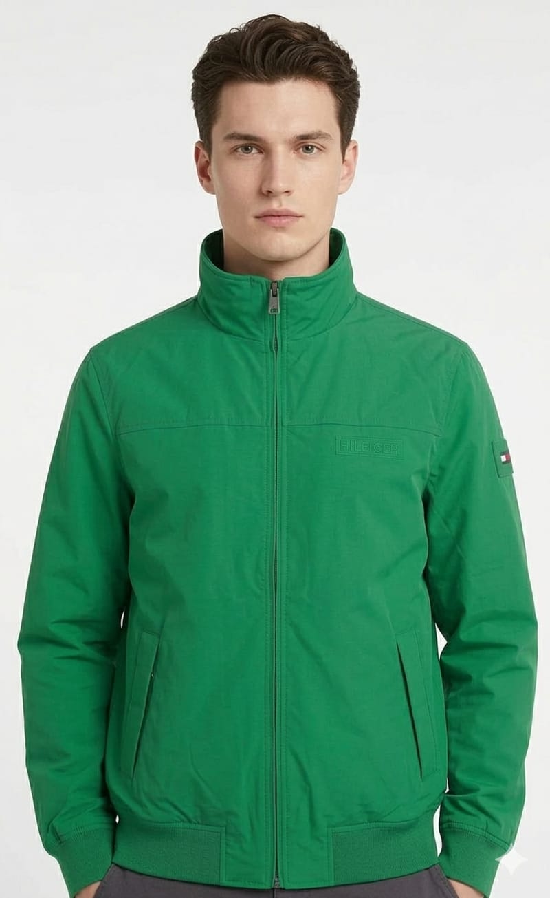 casaca-impermeable-tommy-hilfiger-verde-hombre-frente Casaca Impermeable Tommy Hilfiger Caballero Verde - Imagen 1