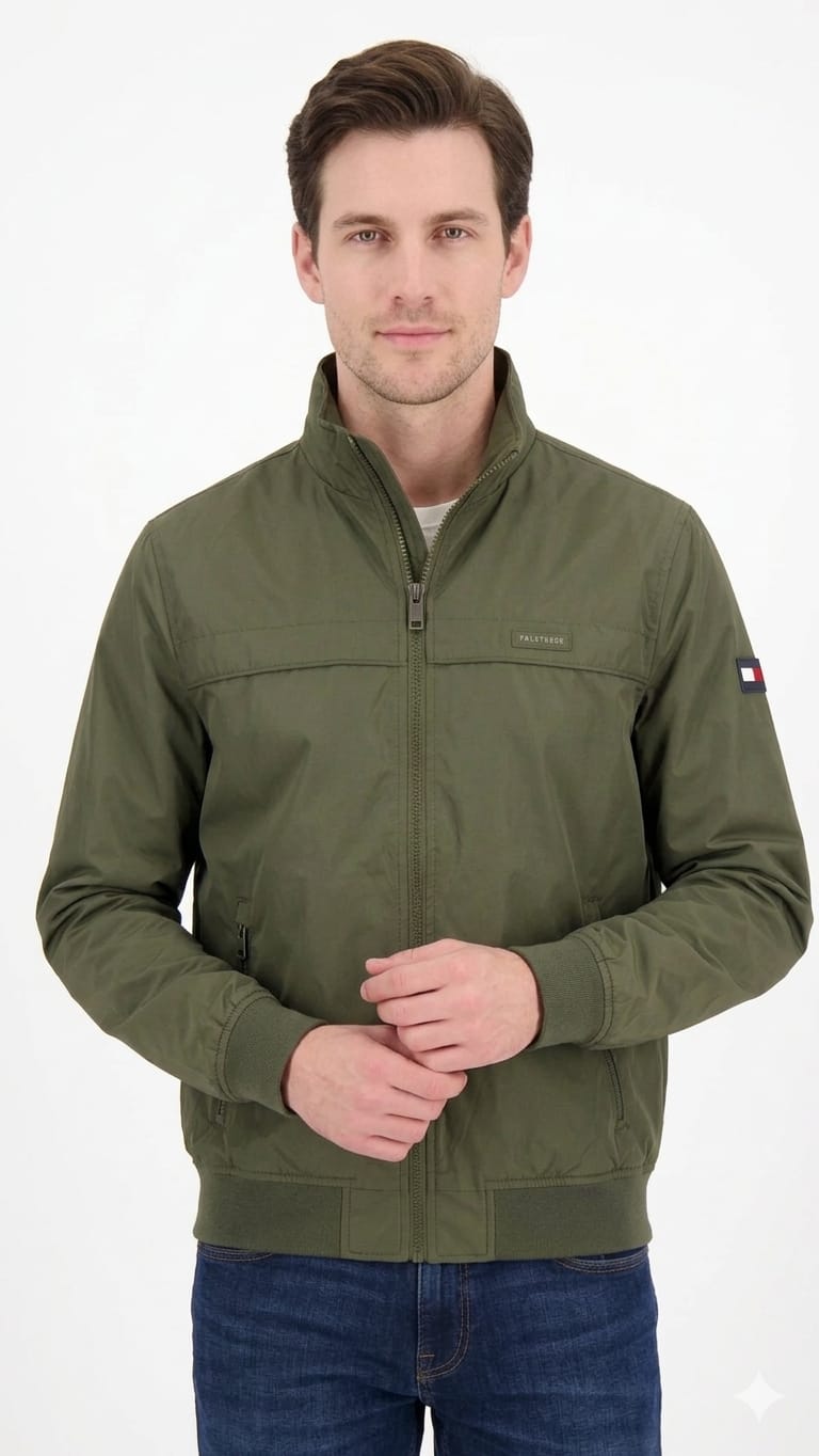 casaca-impermeable-tommy-hilfiger-verde-olivo-hombre-frente Casaca Impermeable Tommy Hilfiger Caballero Verde Olivo - Imagen 1