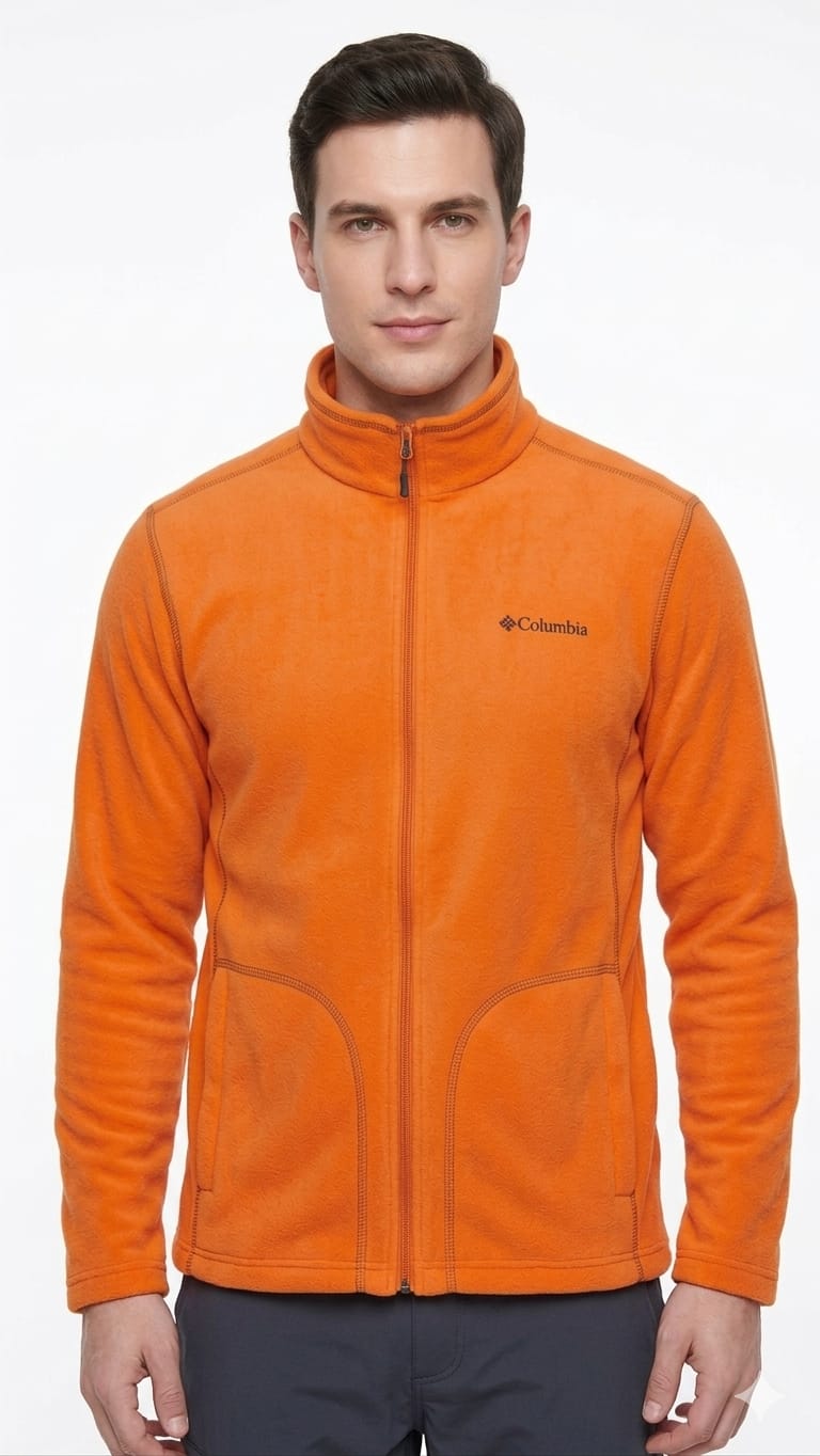casaca-polar-columbia-naranja-hombre-frente Casaca Columbia Caballero Naranja - Imagen 1