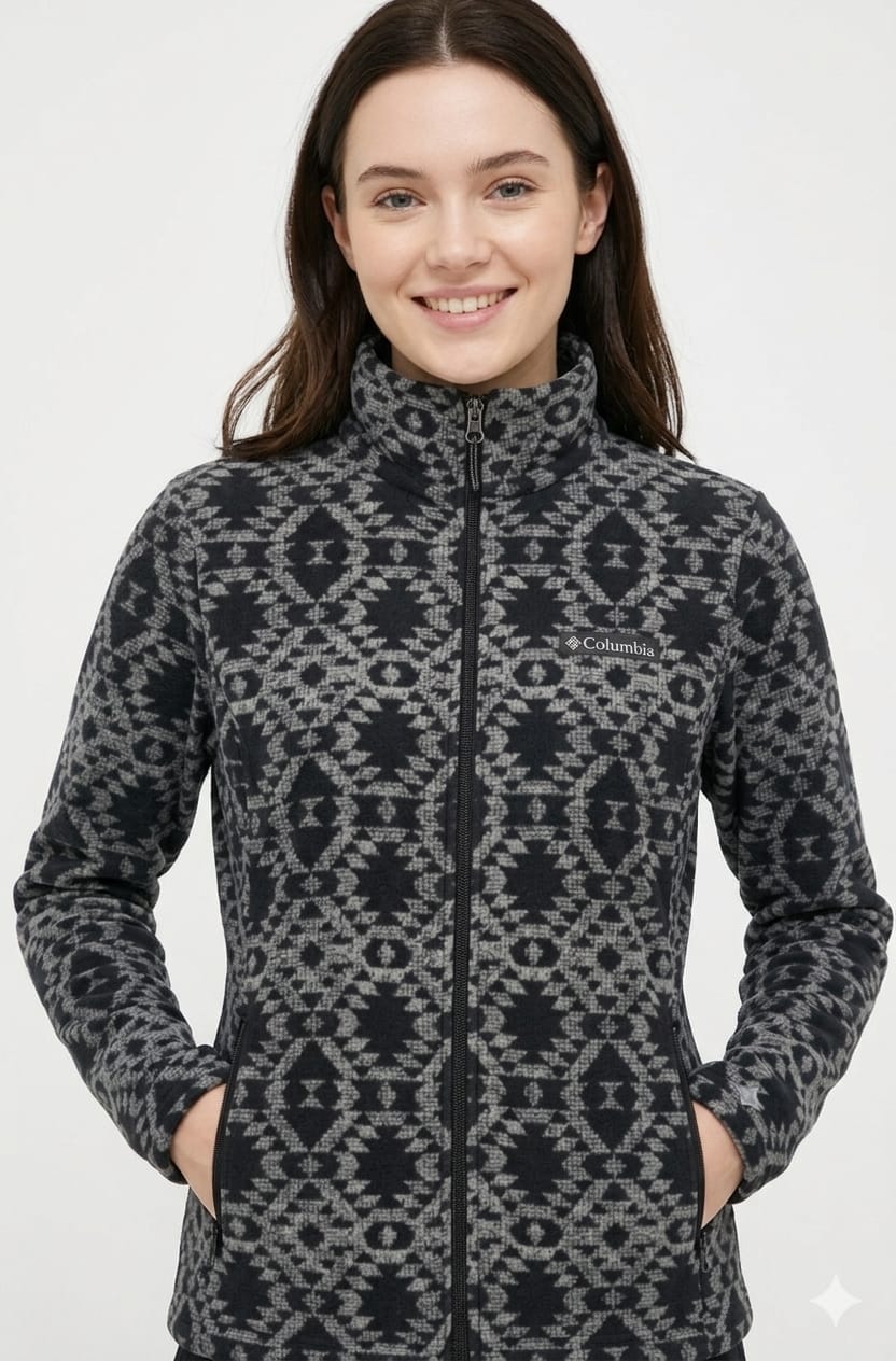 casaca-polar-columbia-negra-gris-mujer-frente Casaca Columbia Dama Negro - Imagen 1