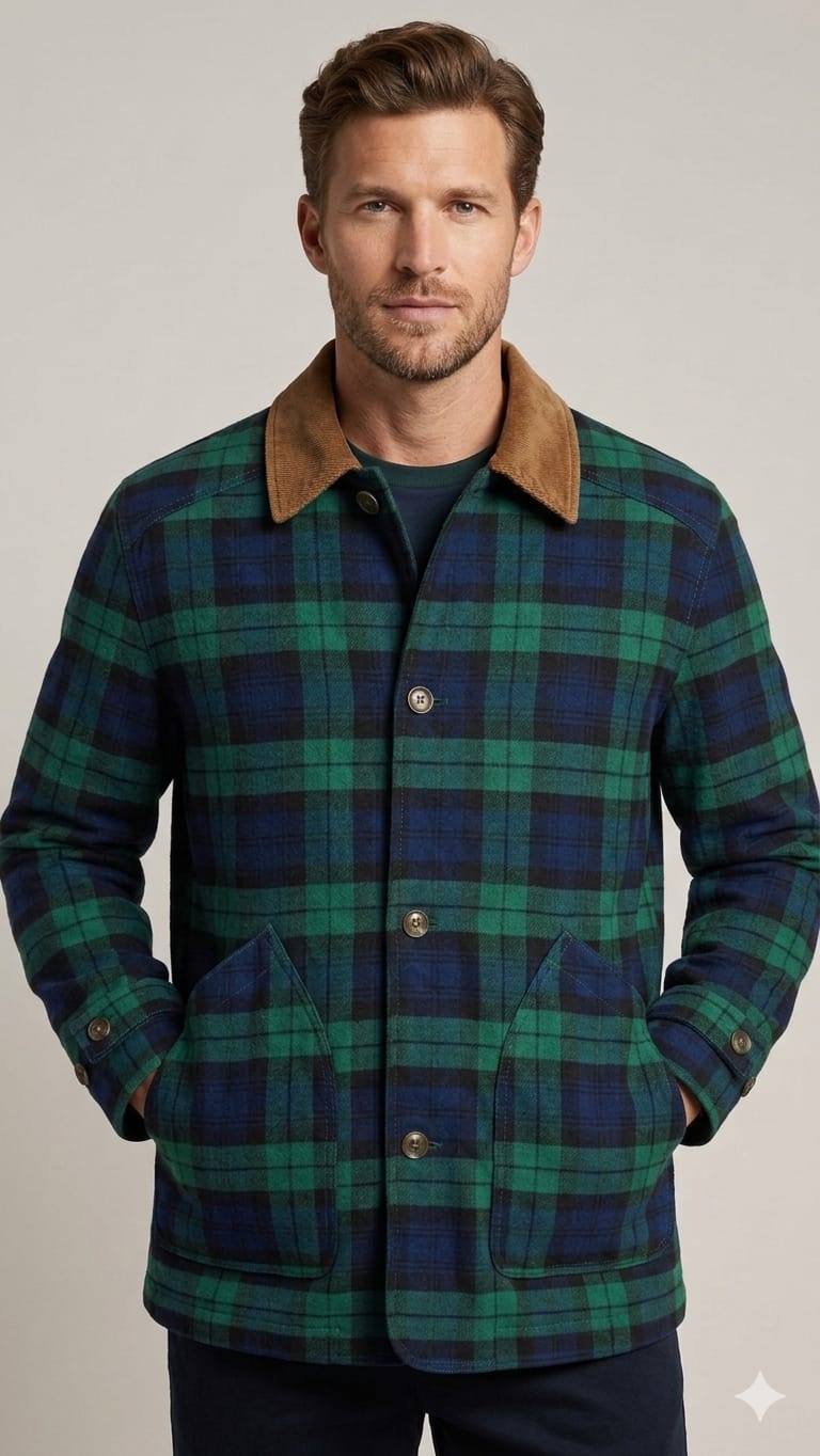 casaca-tommy-hilfiger-cuadrados verdes-hombre-frente Casaca Tommy Hilfiger Caballero - Imagen 1