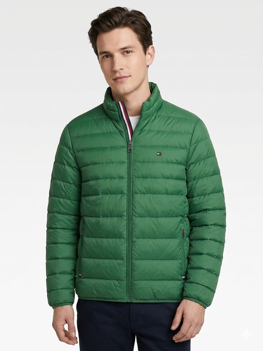 casaca-tommy-hilfiger-puff-verde-hombre-frente Casaca Tommy Hilfiger Caballero - Imagen 1