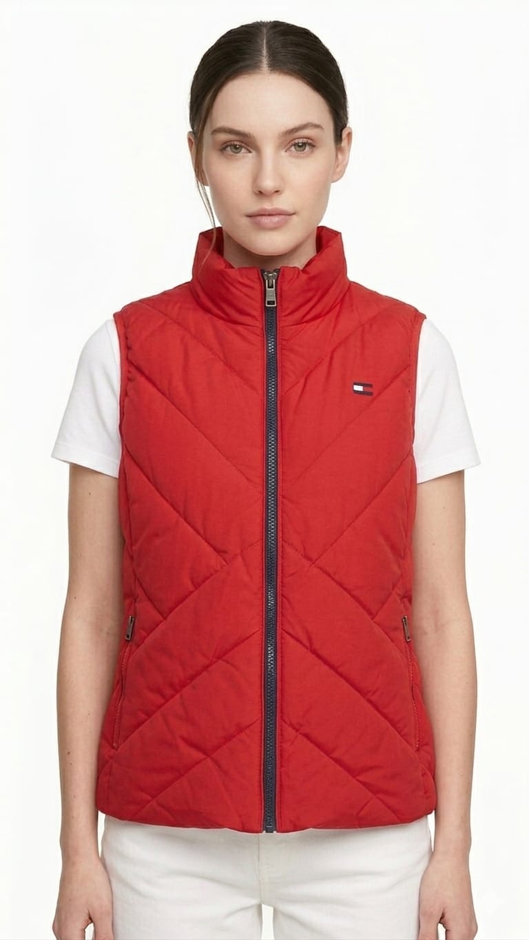 chaleco-tommy-hilfiger-rojo-puff-mujer-perfil Chaleco Tommy Hilfiger Dama Rojo - Imagen 1