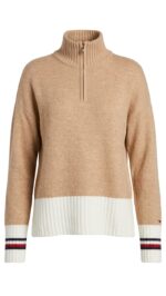 Chompa polar Tommy Hilfiger Dama Canela blanco - Imagen 3