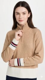 Chompa polar Tommy Hilfiger Dama Canela blanco