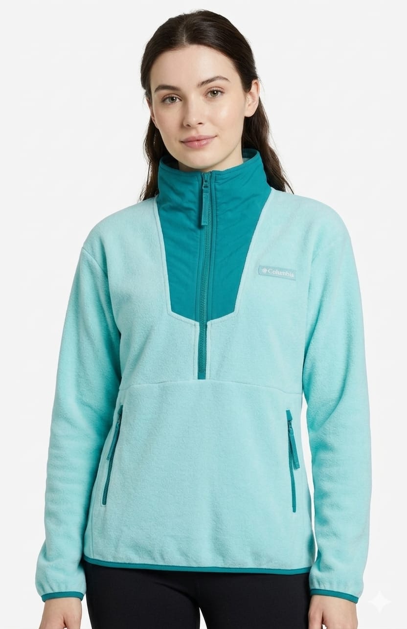 polera-columbia-polar-verde-agua-verde-mujer-frente Polera Columbia Dama Celeste - Imagen 1