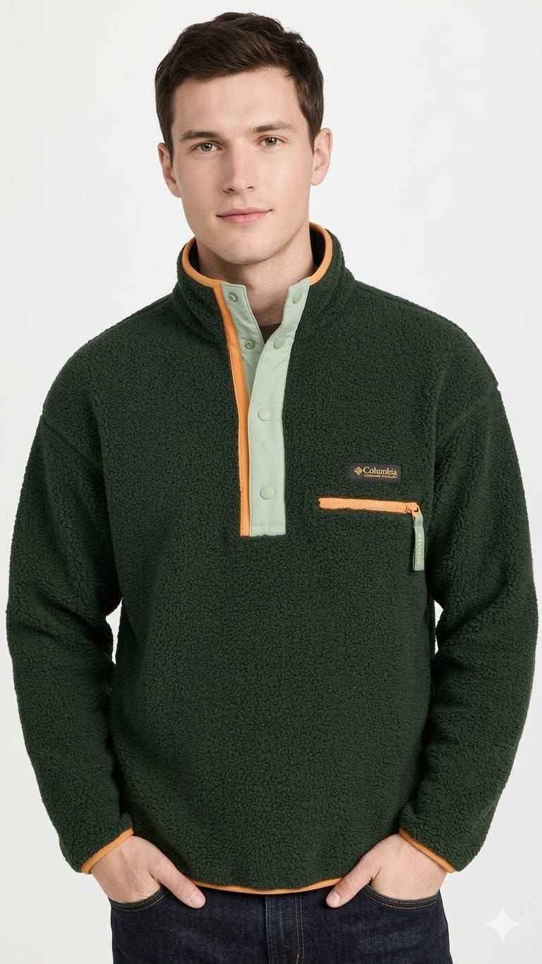 polera-polar-columbia-verde-petroleo-oscura-hombre-frente Polera Columbia de Caballero - Imagen 1
