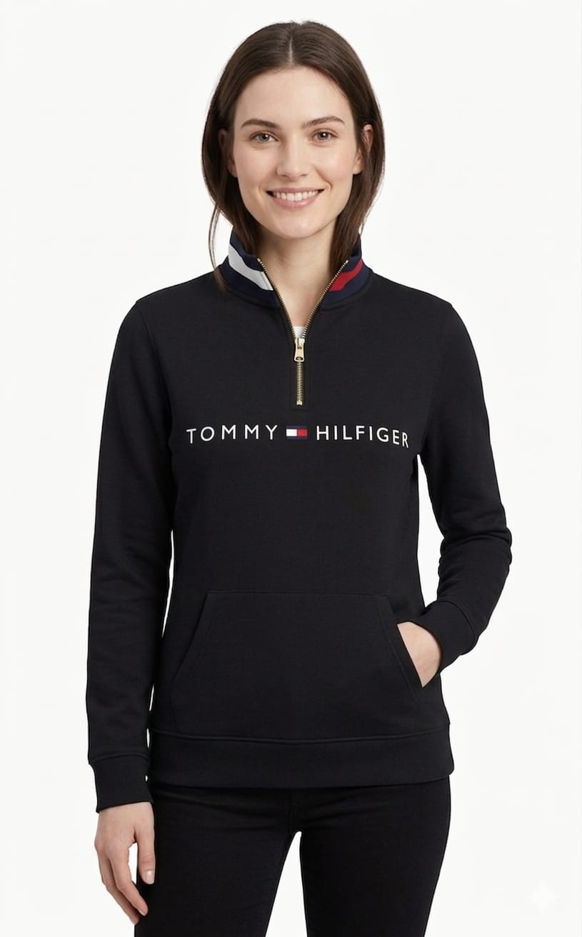 polera-polar-tommy-hilfiger-negra-nombreth-mujer-frente Polera Tommy Hilfiger Dama Negro - Imagen 1