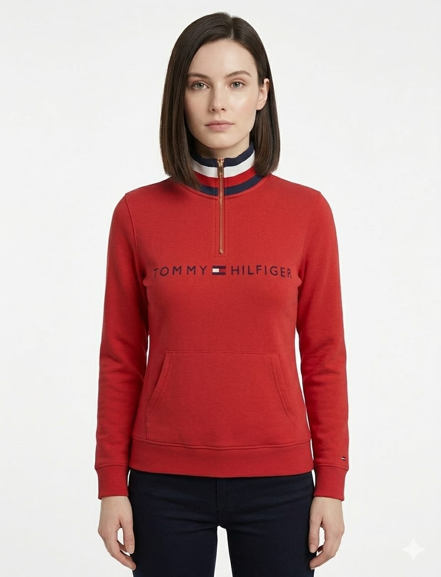 polera-polar-tommy-hilfiger-roja-nombreth-mujer-frente Polera Tommy Hilfiger Dama Rojo - Imagen 1