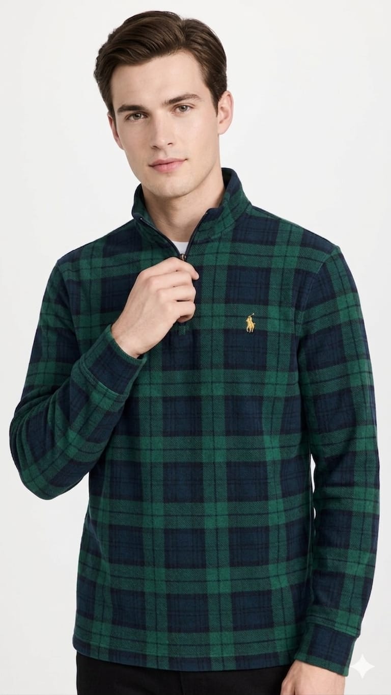 polera-ralph-lauren-verde-oscuro-cuadros-hombre-frente Polera Ralph Lauren a cuadros Caballero - Imagen 1