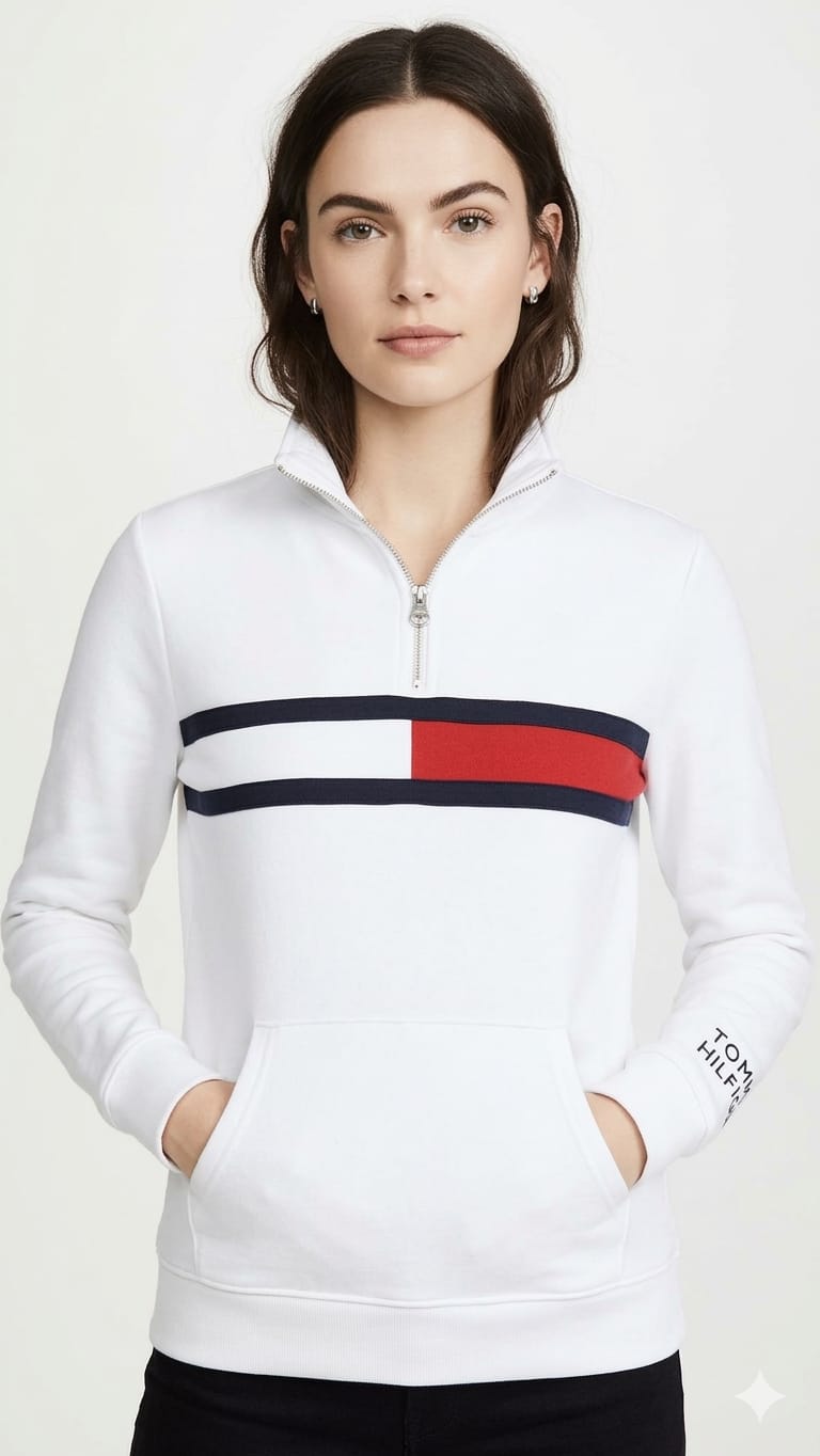 polera-tommy-hilfiger-blanco-logo-mujer-frente Polera Tommy Hilfiger Dama Blanco - Imagen 1
