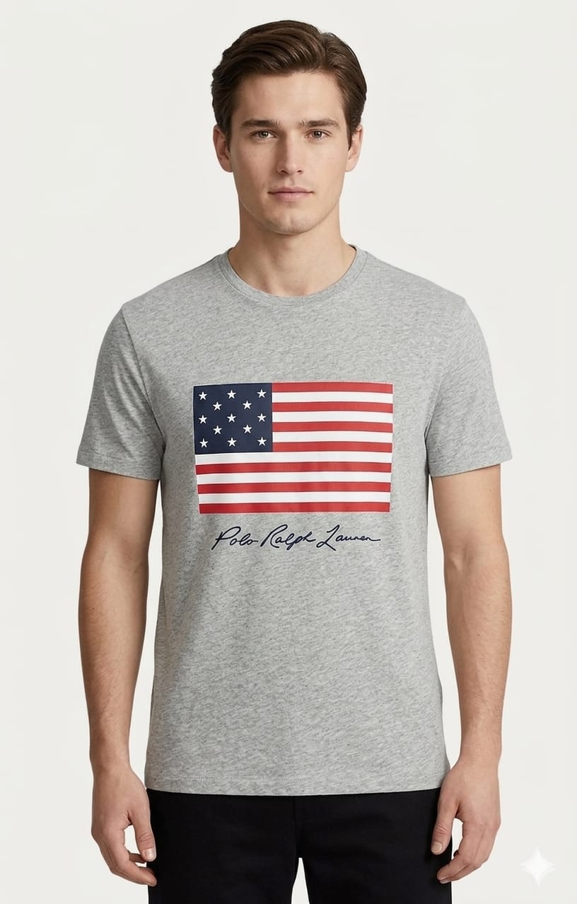 polo-ralph-lauren-bandera-usa-gris-regular-fit-hombre-frente Polo Ralph Lauren de Caballero - Imagen 1