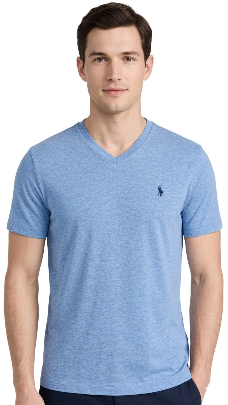 polo-ralph-lauren-celeste-hombre-frente Polo Ralph Lauren Cuello V - Imagen 1