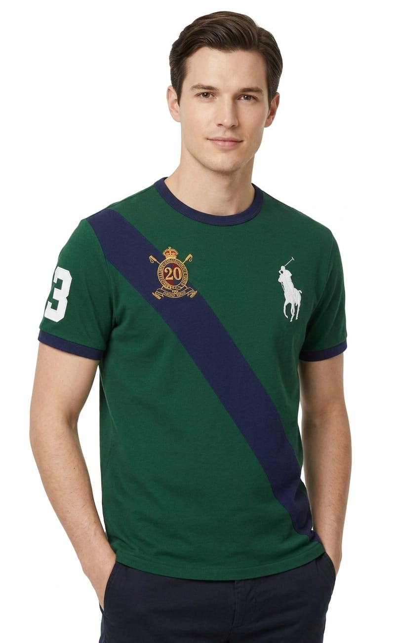 polo-ralph-lauren-verde-franja-azul-regular-fit-cotton-hombre-perfil Polo Ralph Lauren 100% cotton - Imagen 1