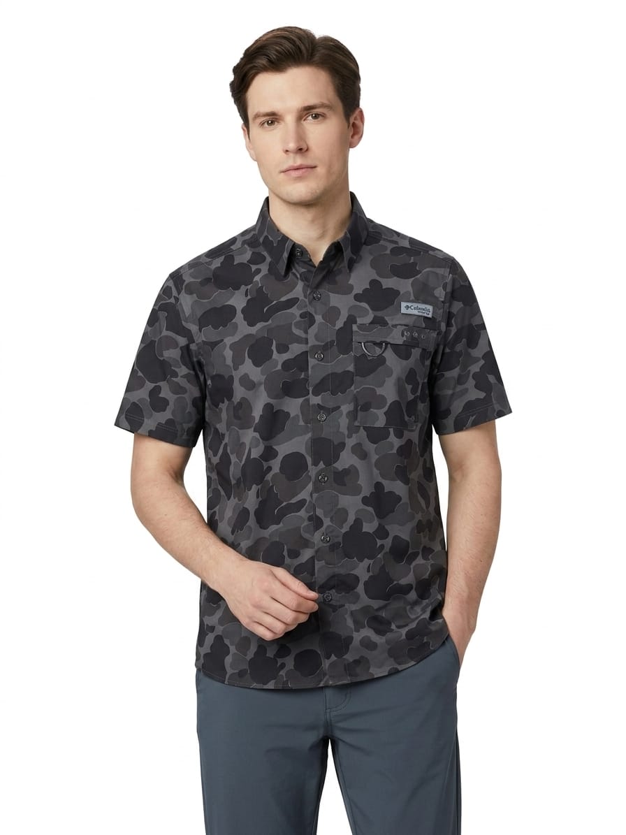 camisa-columbia-verde-camuflaje-hombre-frente Camisa Columbia de Caballero - Imagen 1