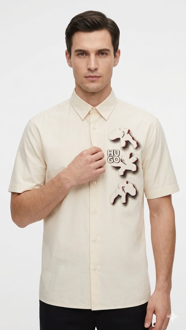 camisa-hugo-boss-beige-hombre-frente Camisa Hugo de Caballero - Imagen 1