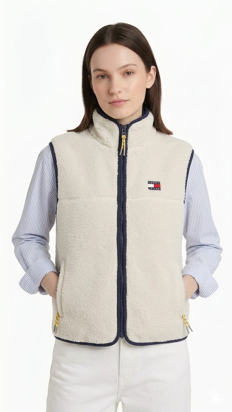chaleco-tommy-hilfiger-reversible-crema-celeste-rayas-dama-perfil Chaleco Reversible Tommy Hilfiger Dama - Imagen 1