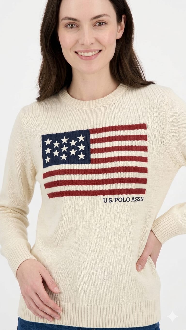 chompa-us-polo-crema-bandera-usa-mujer-frente Chompa US Polo Dama - Imagen 1