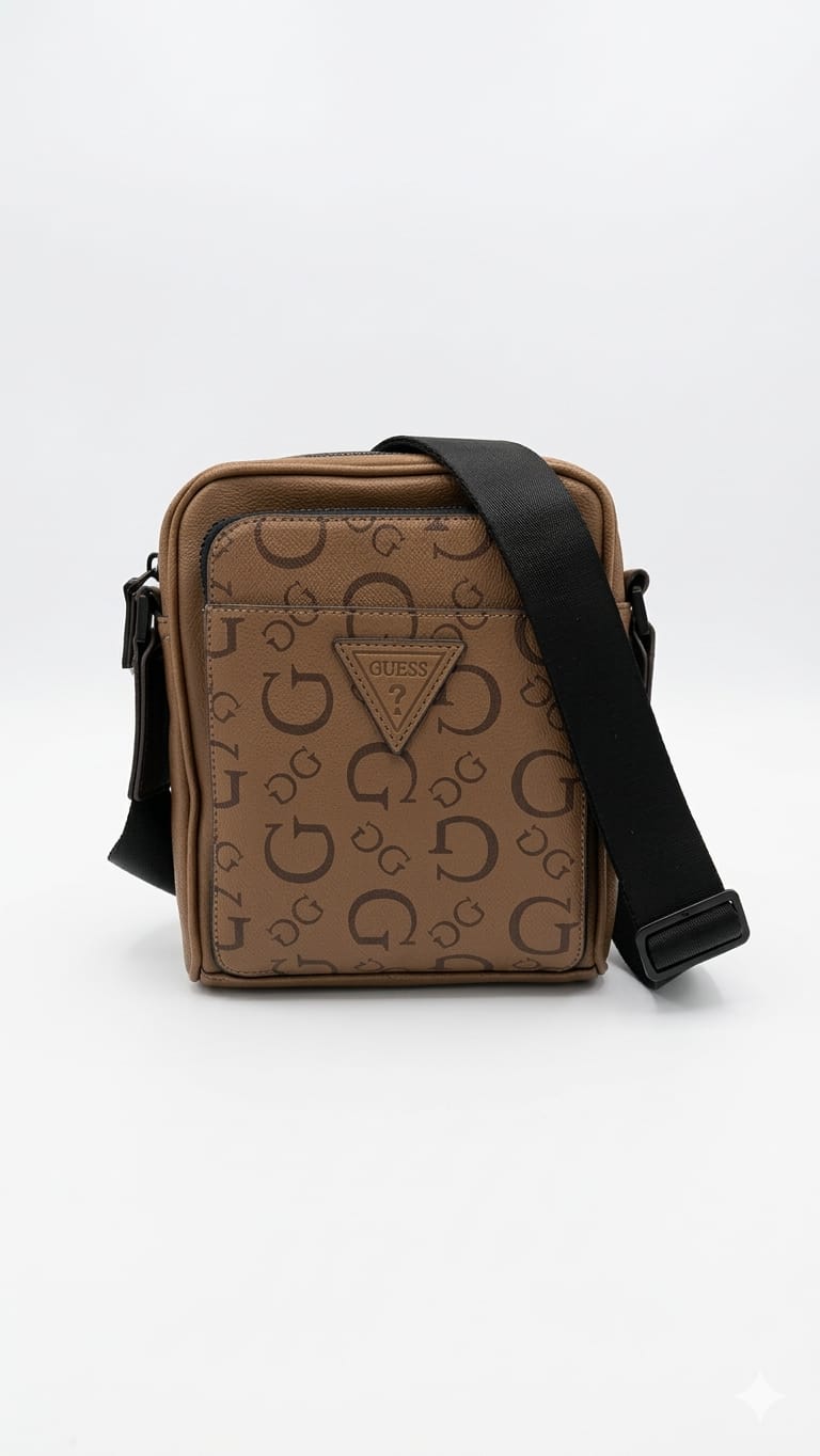 morral-guess-monogramiado-marron-hombre-atras Morral Guess Hombre Marrón - Imagen 1