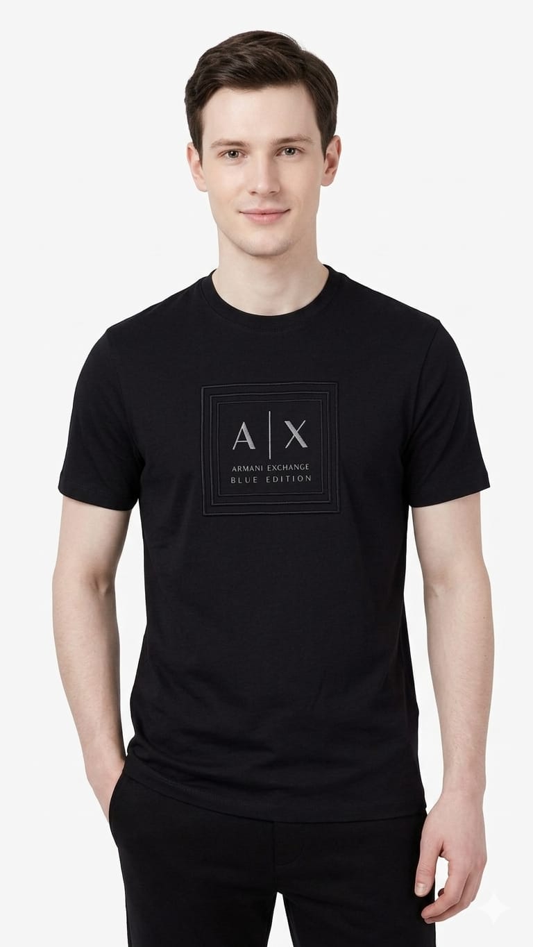 polo-armani-exchange-negro-hombre-frente Polo Armani Exchange Caballero - Imagen 1