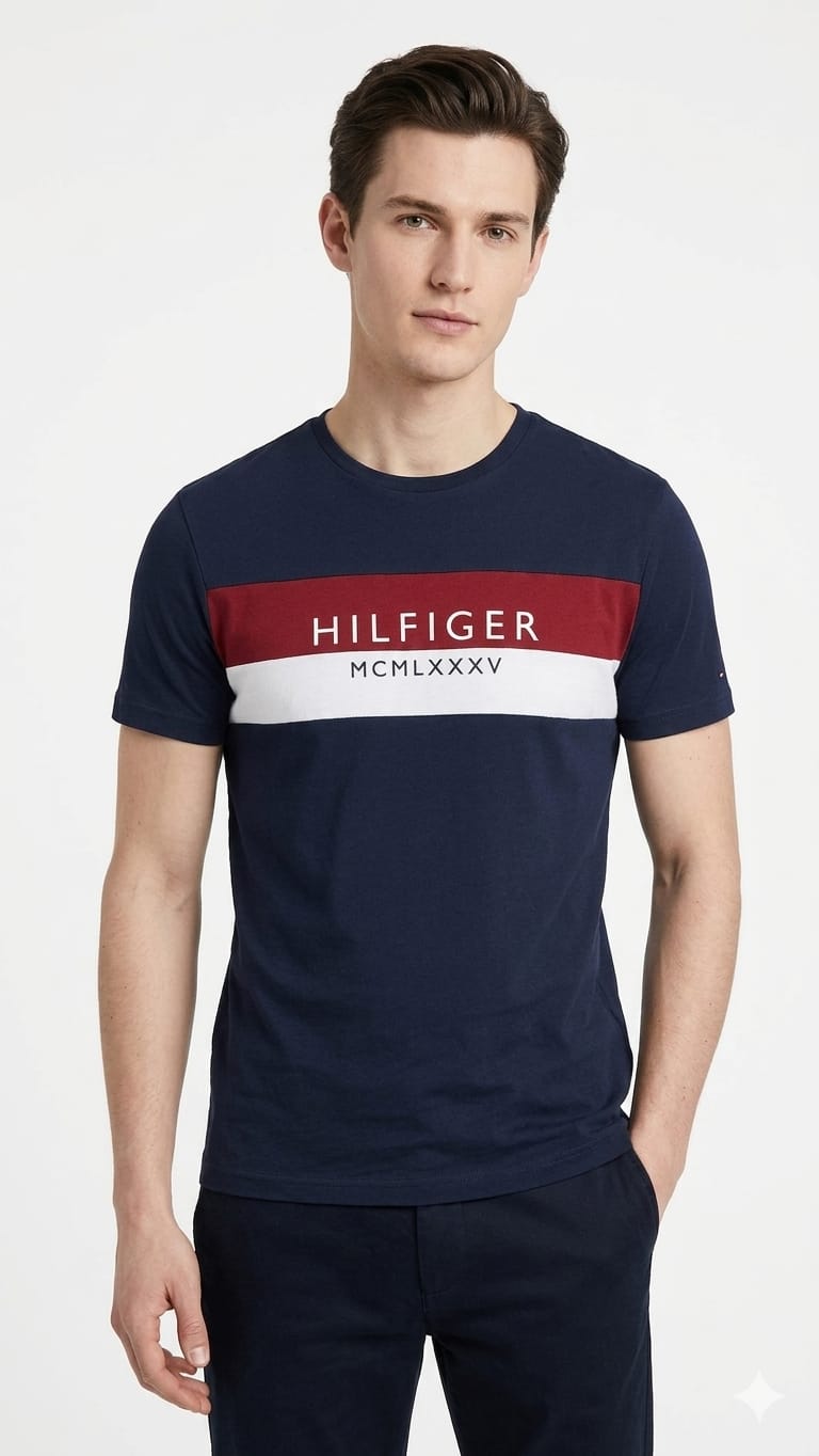polo-azul-tommy-hilfiger-logo-colores-hombre-frente Polo Tommy Hilfiger Caballero - Imagen 1