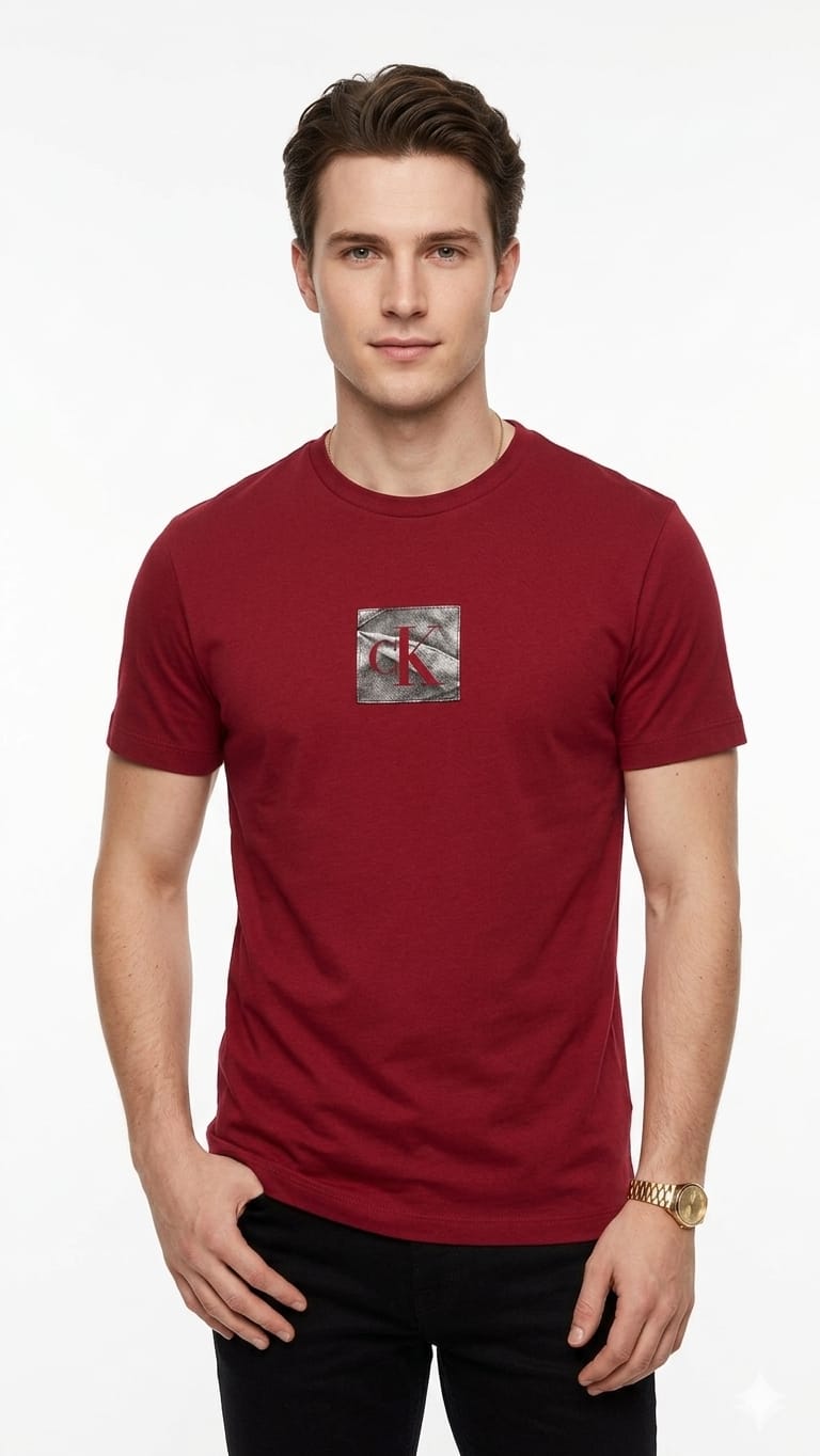 polo-calvin-klein-rojo-logo-hombre-frente Polo Calvin Klein Caballero - Imagen 1