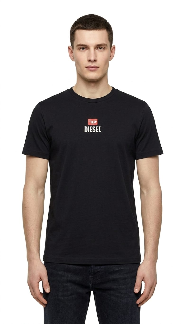 polo-diesel-negro-clasico-hombre-frente Polo Diesel Caballero - Imagen 1