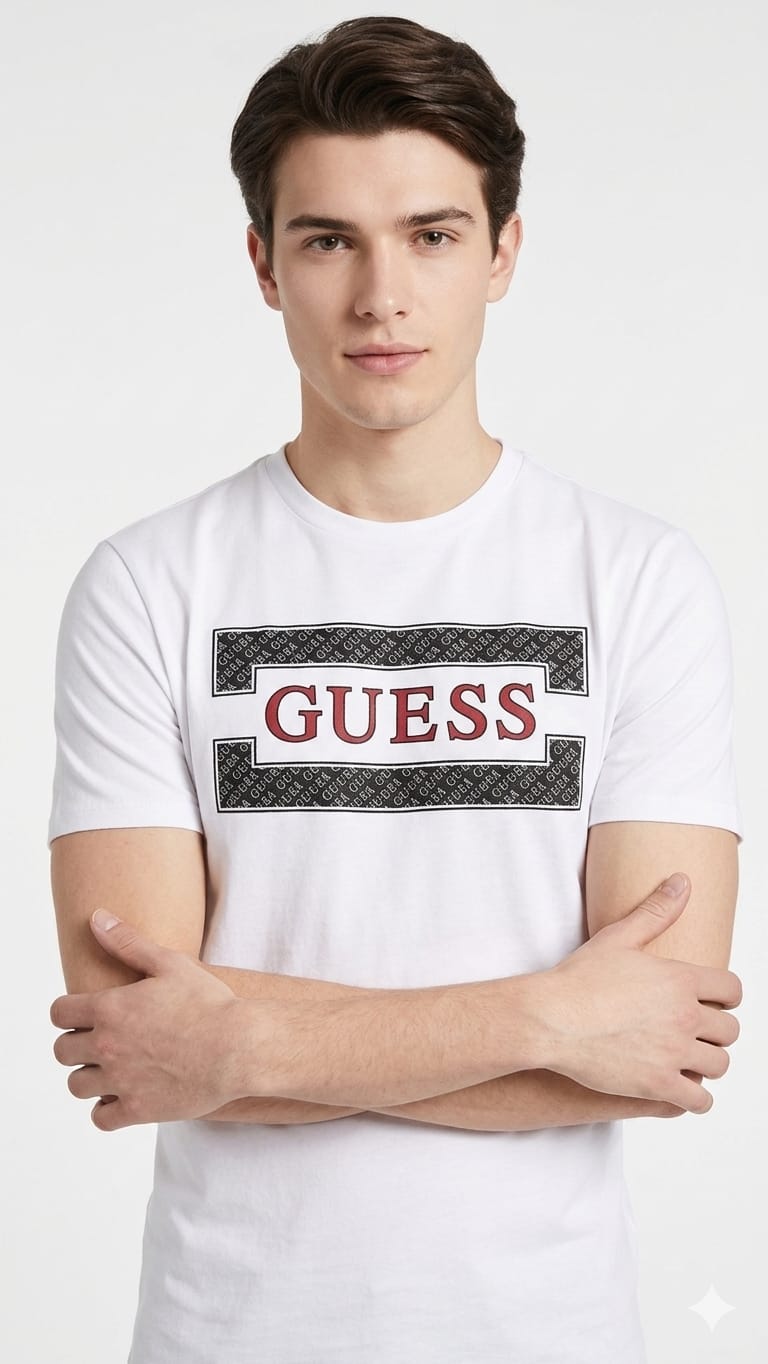 polo-guess-blanco-logo-hombre-perfil Polo Guess Caballero - Imagen 1