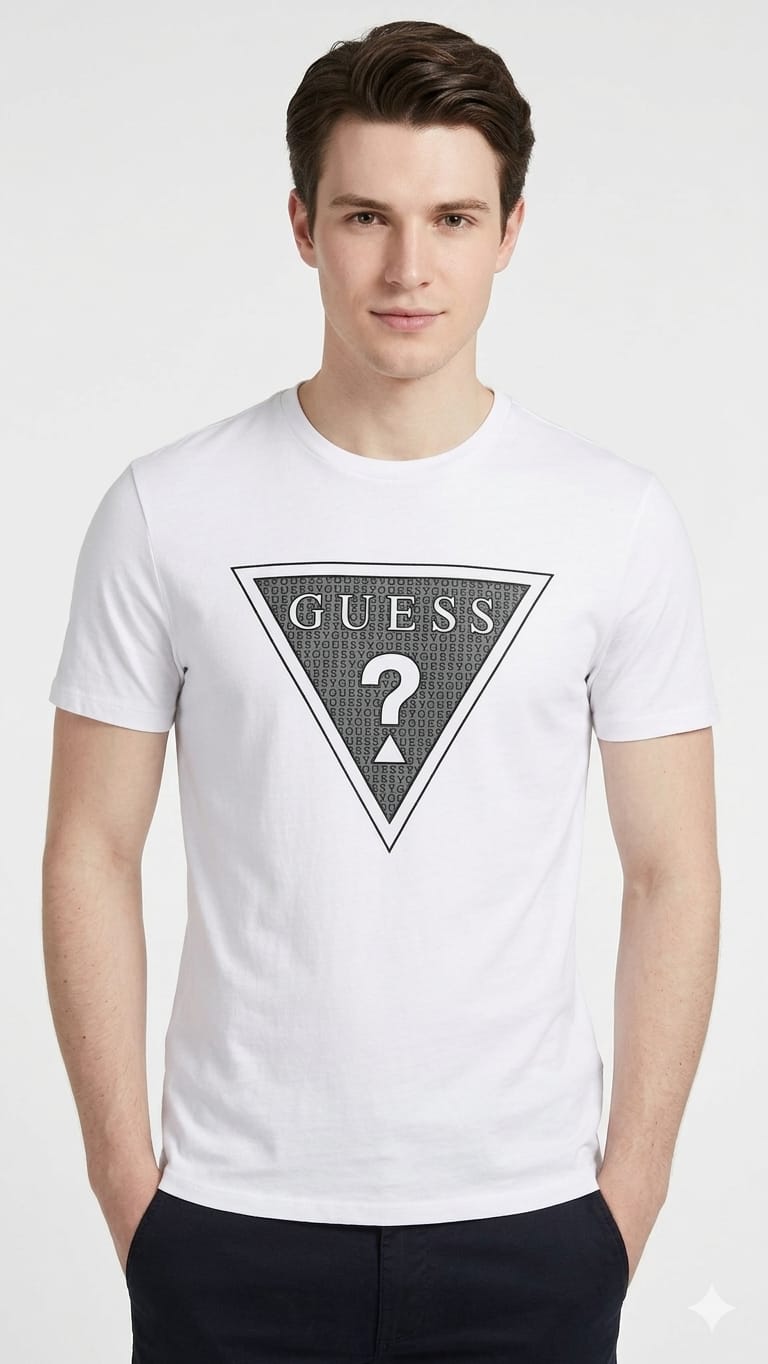 polo-guess-blanco-logo-triangulo-hombre-perfil Polo Guess Caballero - Imagen 1