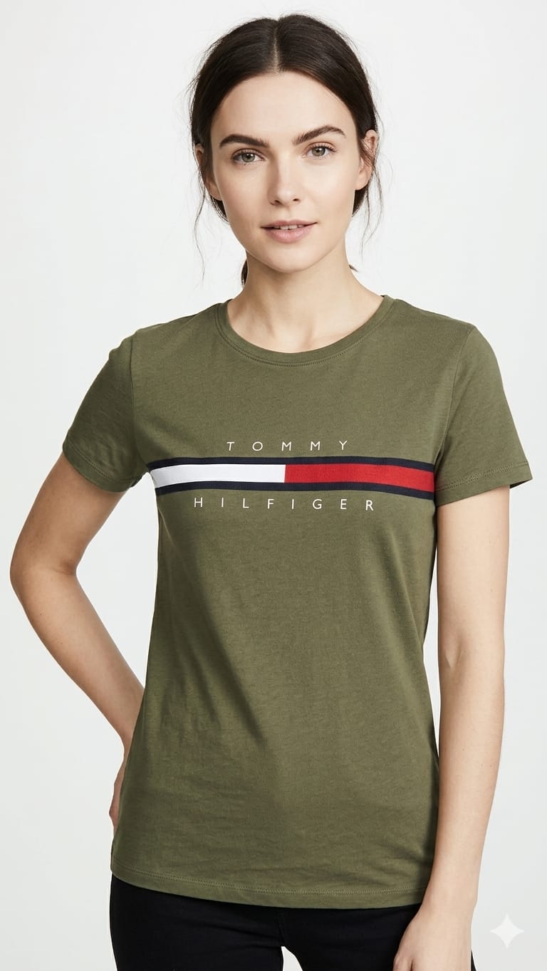 polo-tommy-hilfiger-verde-olivo-mujer-frente Polo Tommy Hilfiger Dama - Imagen 1