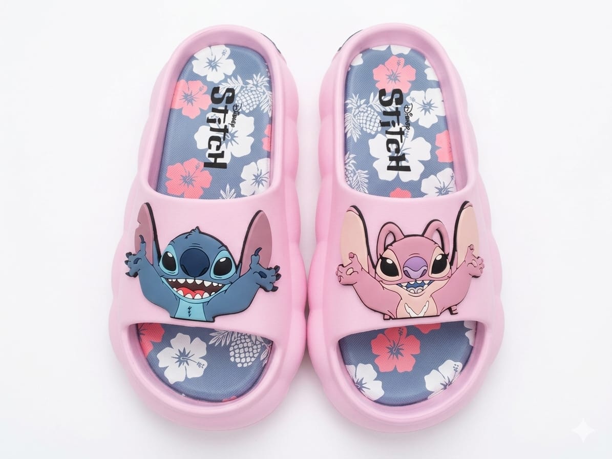 WhatsApp Image 2026-05-24 at 10.52.34 PM (3) Sandaliaas Slides Stitch y Ángel Disney Rosa - Imagen 1