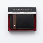 Billetera Tommy Hilfiger Men's Leather Bifold Wallet with Vertical Stripe & Inset Logo