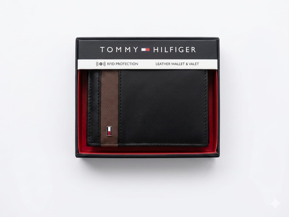 WhatsApp Image 2026-05-24 at 2.53.18 PM Billetera Tommy Hilfiger Men's Leather Bifold Wallet with Vertical Stripe & Inset Logo - Imagen 1