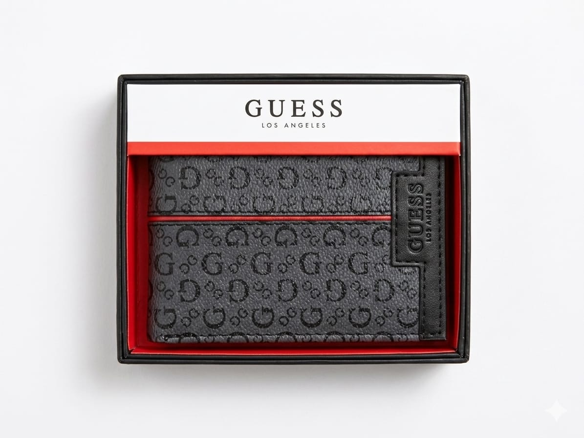 WhatsApp Image 2026-05-24 at 2.53.21 PM (2) Billetera GUESS con patrón de monograma "G" y detalle de franja roja - Imagen 1
