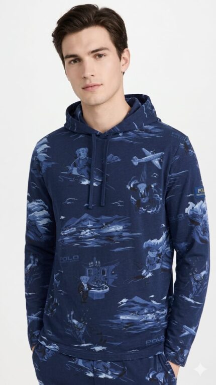 Polera Capucha Ralph Lauren Caballero Azul