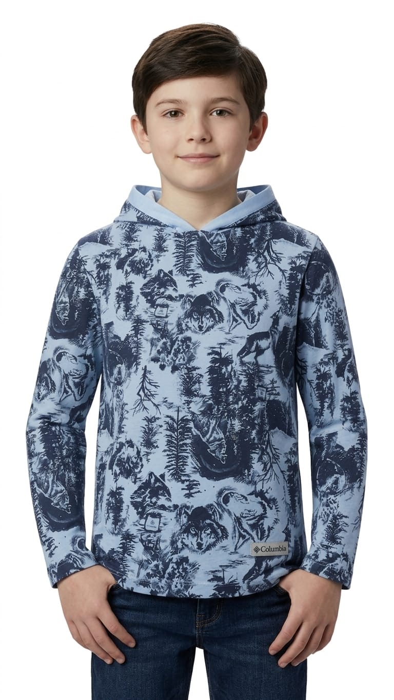 polera-columbia-celeste-diseño-azul-young-niño-frente Polera Columbia Niño - Imagen 1