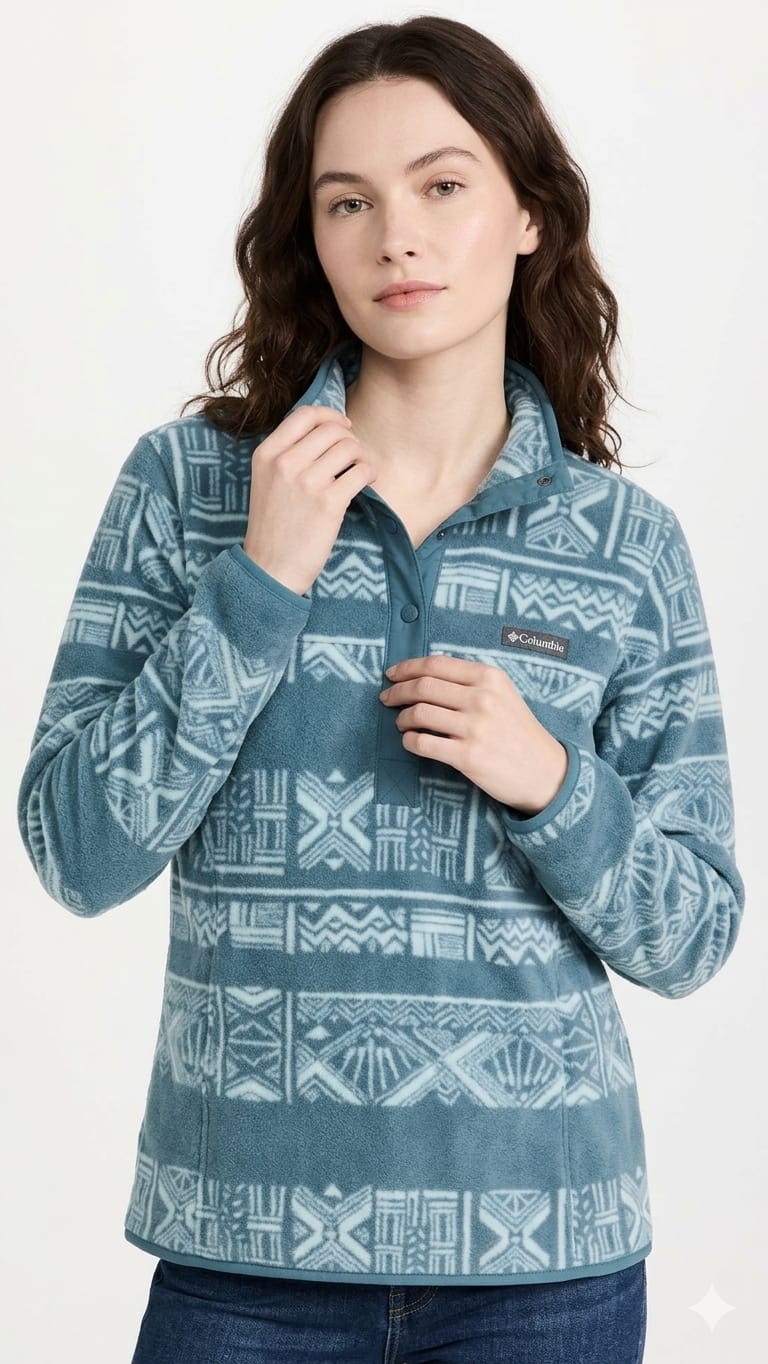 polera-columbia-verde-turquesa-diseño-mujer-frente Polera Polar Columbia Dama Verde Turquesa - Imagen 1