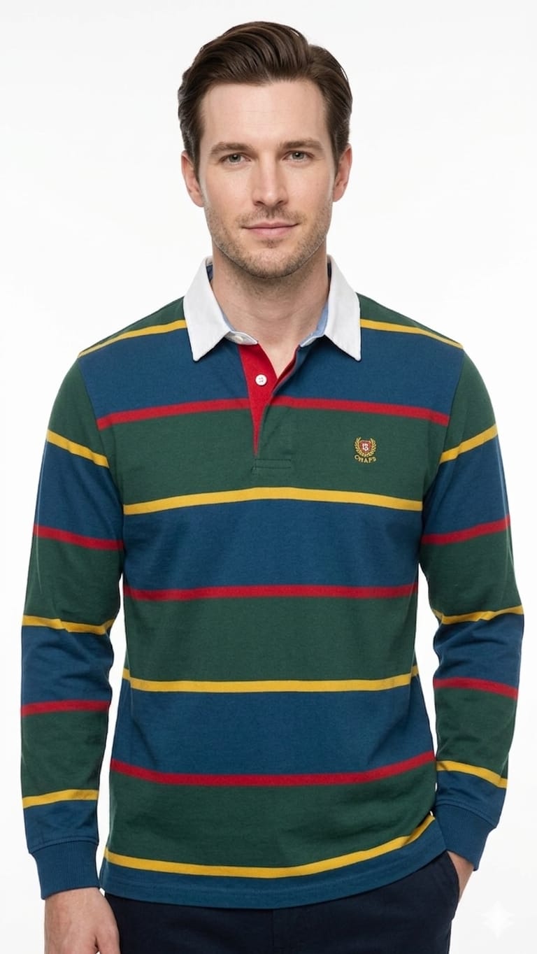 polera-manga-larga-chapts-rayas-hombre-frente Polera Camisero Chaps Caballero - Imagen 1