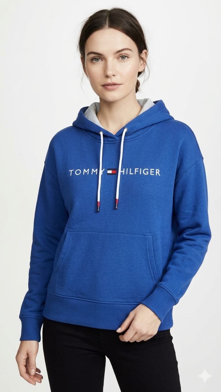 polera-tommy-hilfiger-azul-electrico-logo-bandera-th-mujer-frente Polera Tommy Hilfiger Dama - Imagen 1