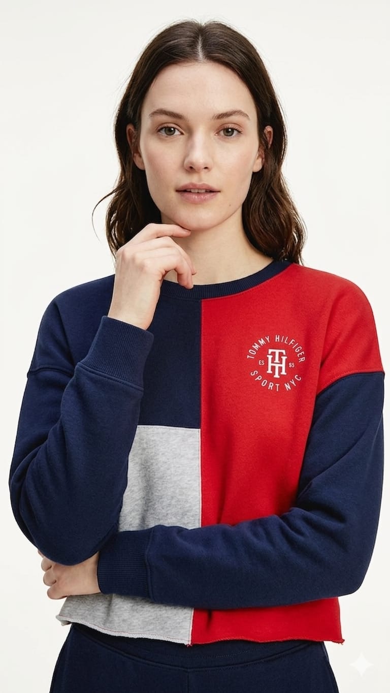 polera-tommy-hilfiger-azul-rojo-blanco-mujer-frente Polera Tommy Hilfiger Dama - Imagen 1
