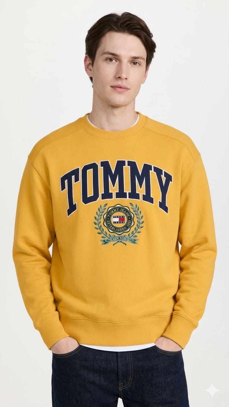 polera-tommy-hilfiger-color-mostaza-logo-bordado-tommy-hombre-frente Polera Tommy Hilfiger Caballero - Imagen 1