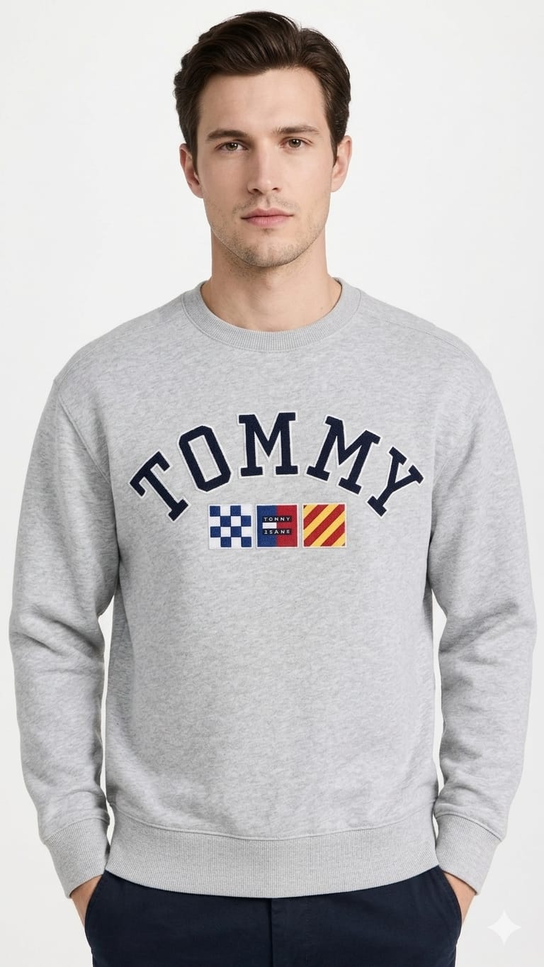 polera-tommy-hilfiger-gris-logo-bordado-tommy-hombre-frente Polera Tommy Hilfiger Caballero - Imagen 1