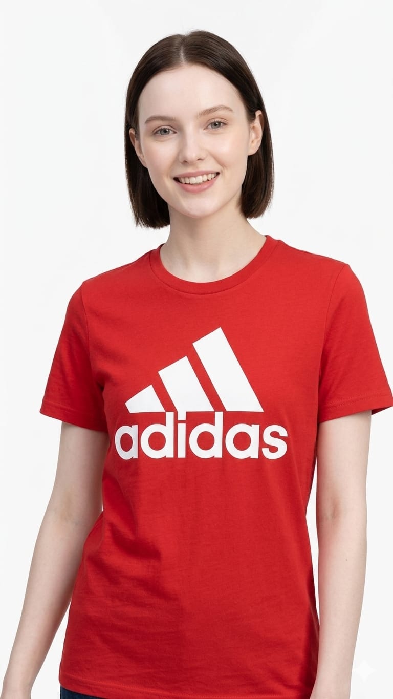 polo-adidas-rojo-logo-grande-mujer-frente Polo Deportivo Rojo Adidas Dama - Imagen 1