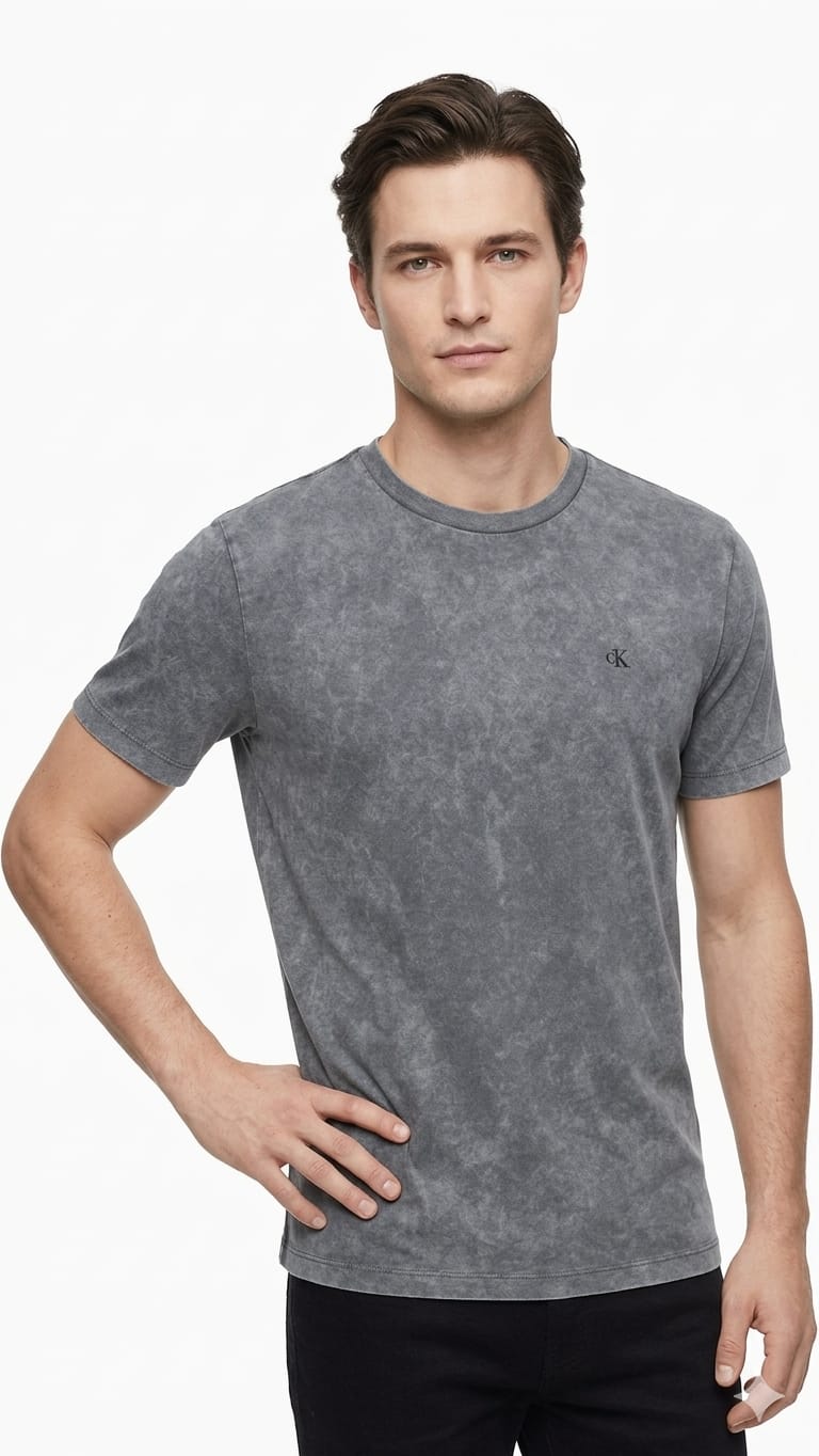 polo-calvin-klein-gris-jaspeado-hombre-frente Polo Calvin Klein Caballero - Imagen 1